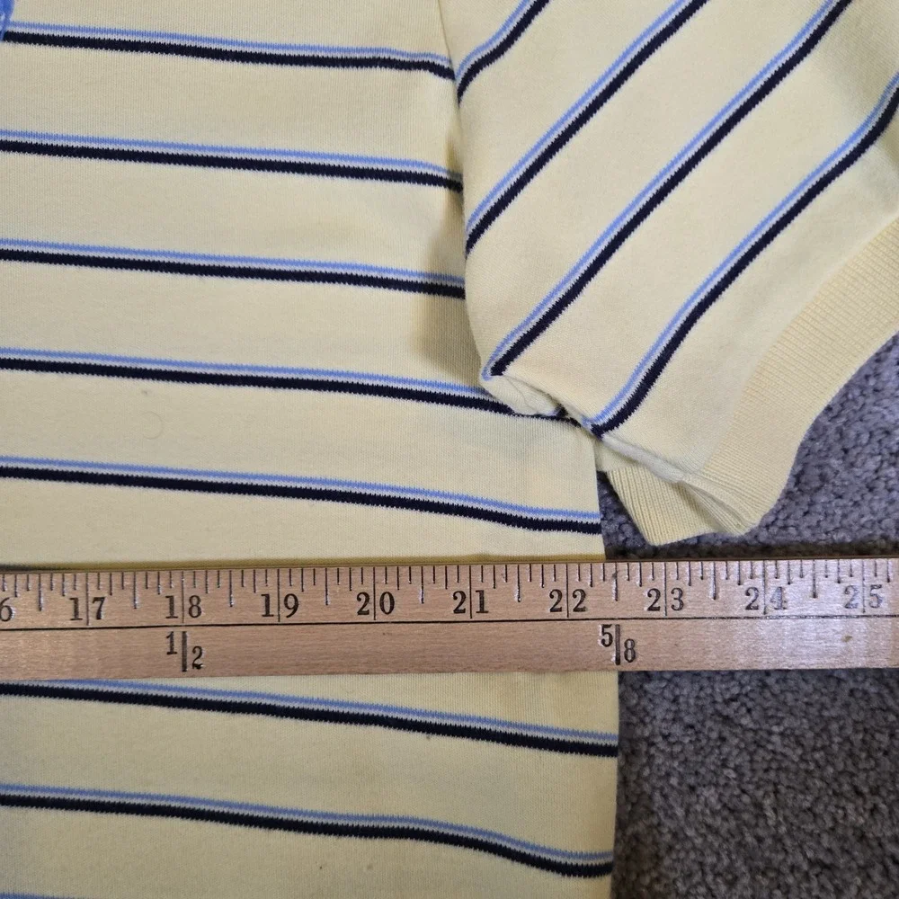 Polo Ralph Lauren Short Sleeve Polo Shirt Mens Large Yellow Blue Striped Pony